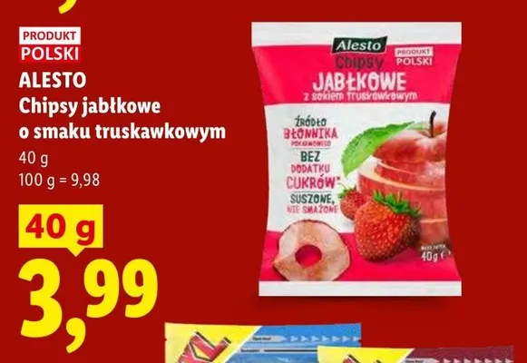 Chipsy jabłkowe o smaku truskawkowym Alesto promocja w Lidl