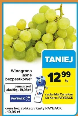 Winogrona jasne bezpestkowe promocja w Carrefour Express