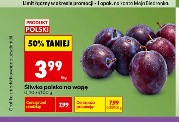 Śliwka polska na wagę promocja w Biedronka