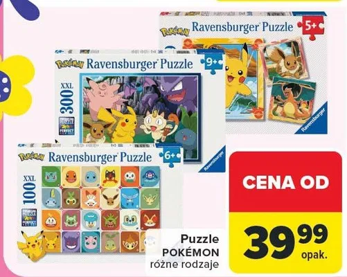 Puzzle Pokémon różne rodzaje promocja w Carrefour