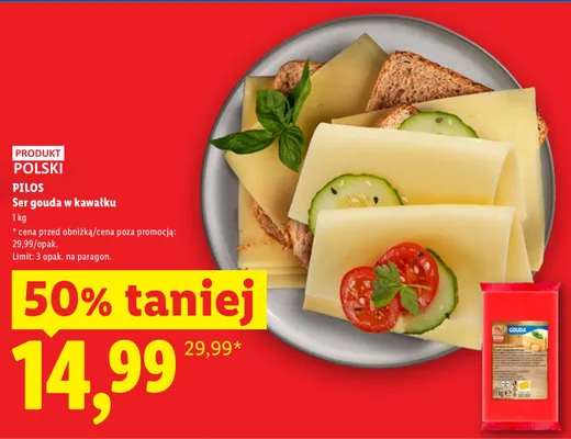 Ser gouda w kawałku Pilos promocja w Lidl