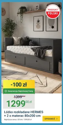 Łóżko rozkładane HERMES + 2 x materac 80x200 cm promocja w ERLI