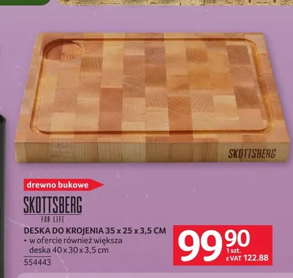 Deska do krojenia 35x25x3,5 cm Skottsberg promocja w Selgros