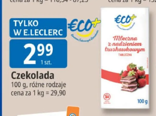 Czekolada Eco+ promocja w Leclerc