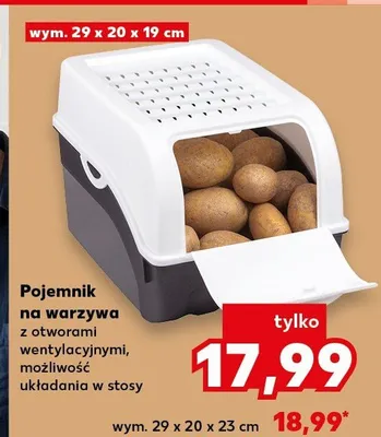 Pojemnik na warzywa z otworami wentylacyjnymi, możliwość układania w stosy Kaufland promocja w Kaufland