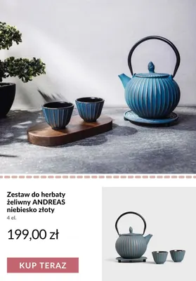 Zestaw do herbaty żeliwny Andreas niebiesko złoty promocja w Homla