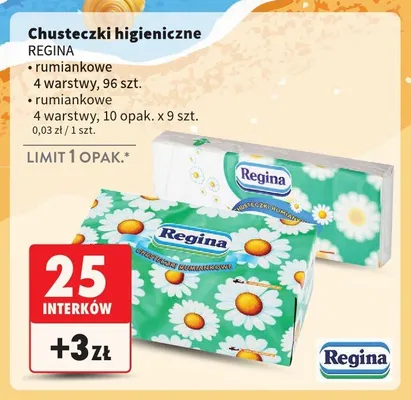 Chusteczki higieniczne Regina rumiankowe 10-pak promocja w Intermarche
