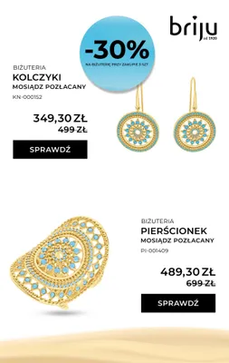 Kolczyki mosiądz pozłacany promocja w Briju