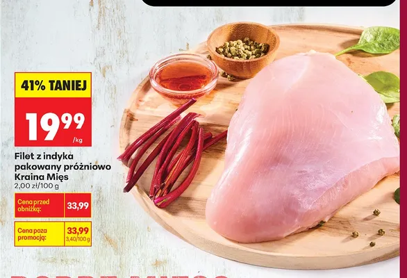 Filet z indyka pakowany próżniowo Kraina Mięs promocja w Biedronka