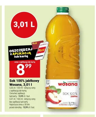 Sok 100% jabłkowy Wosana promocja w Twój Market