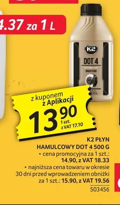 Płyn hamulcowy Dot 4 K2 promocja w Selgros