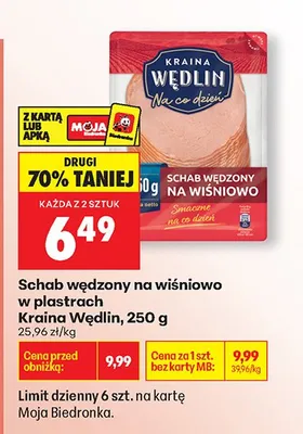 Schab wędzony na wiśniowo w plastrach promocja w Biedronka