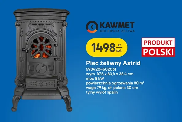 Piec żeliwny Kawmet Astrid promocja w Castorama