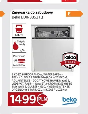 Zmywarka do zabudowy Beko BDIN38521Q promocja w kakto.pl