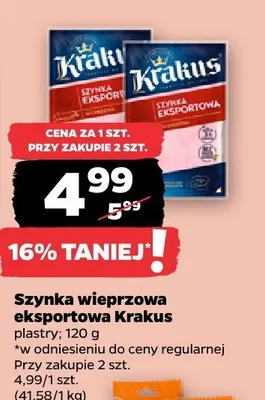 Szynka wieprzowa eksportowa Krakus plastry promocja w Netto