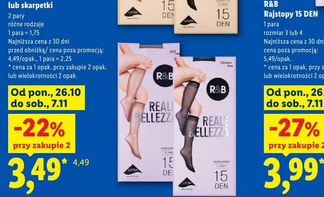 Skarpetki R & B 15 DEN 2-pak promocja w Lidl