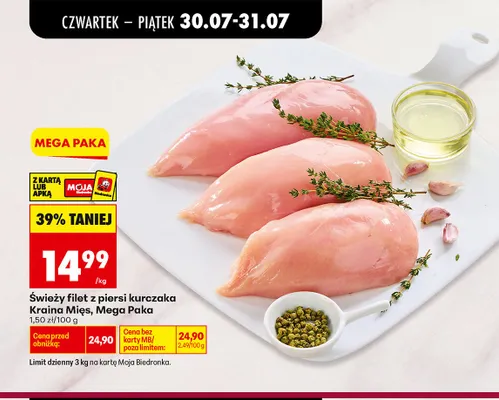 Świeży filet z piersi kurczaka Kraina Mięs Mega Paka promocja w Biedronka