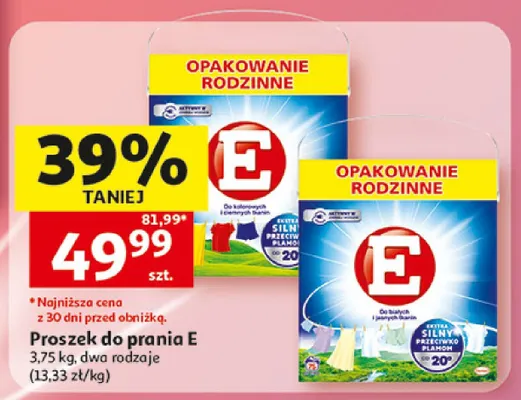 Proszek do prania E do białych i jasnych tkanin promocja w Auchan