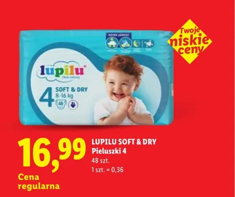 Pieluszki Lupilu Soft & Dry 4 promocja w Lidl