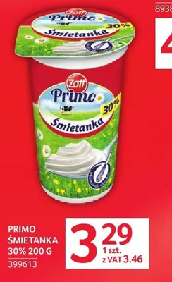 Śmietanka 30% Primo Zott promocja w Selgros