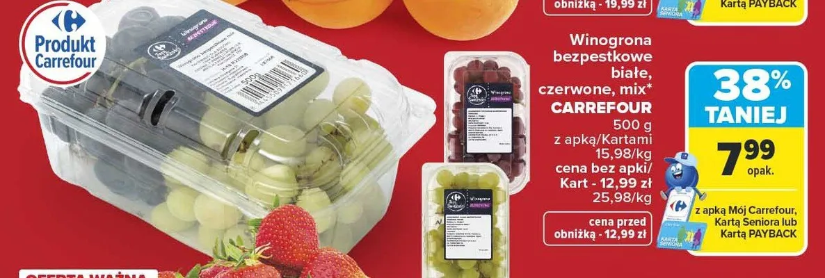 Winogrona bezpestkowe białe Carrefour promocja w Carrefour