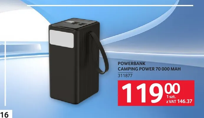 Powerbank Camping Power 70 000mAh Platinet promocja w Selgros