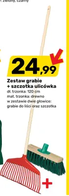 Zestaw grabie i szczotka ulicówka trzonek 120 cm promocja w Bricomarche