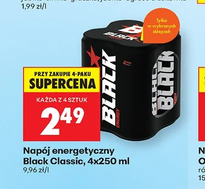 Napój energetyczny Black Classic 4-pak 250ml promocja w Biedronka