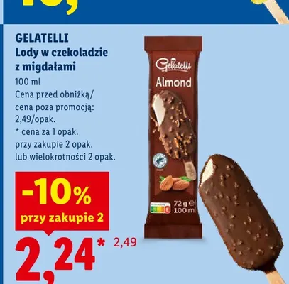 Lody w czekoladzie z migdałami Gelatelli Almond promocja w Lidl