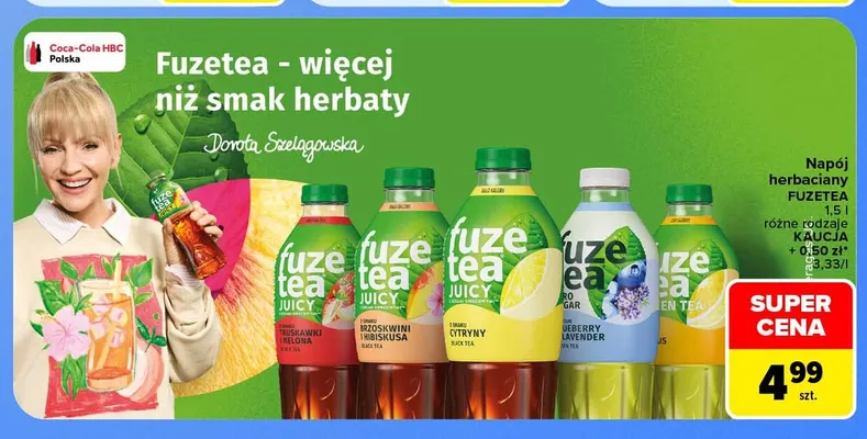 Napój herbaciany brzoskwinia i hibiskus Fuzetea promocja w Carrefour Market