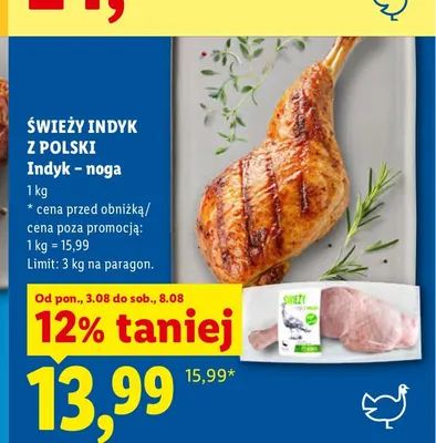 Indyk - noga Świeży Indyk z Polski promocja w Lidl