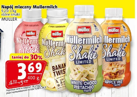 Napój mleczny Müllermilch różne smaki promocja w Prim Market