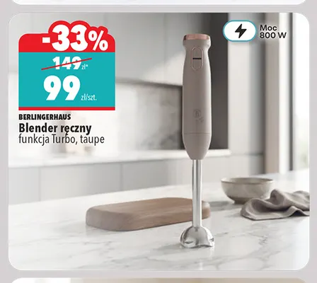 Blender ręczny funkcja Turbo taupe BerlingerHaus promocja w Biedronka