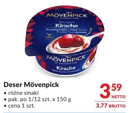 Deser Mövenpick różne smaki promocja w Makro