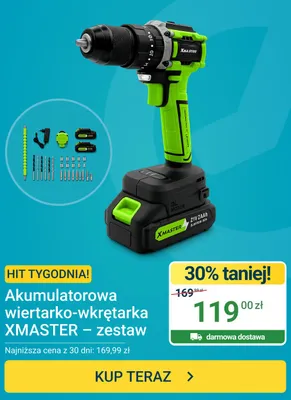 Akumulatorowa wiertarko-wkrętarka XMASTER zestaw promocja w ERLI