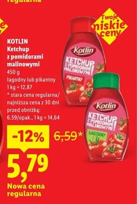 Ketchup z pomidorami malinowymi łagodny Kotlin promocja w Lidl