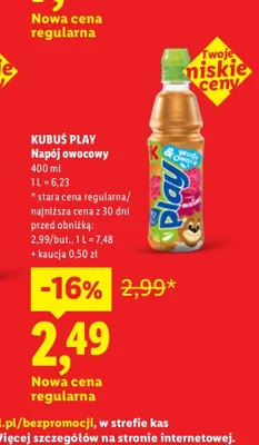 Napój owocowy Kubuś Play promocja w Lidl