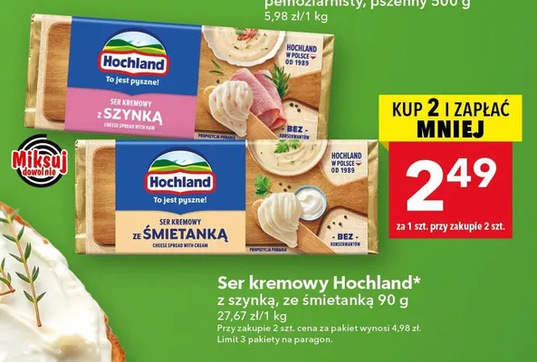 Ser kremowy Hochland z szynką promocja w LEWIATAN