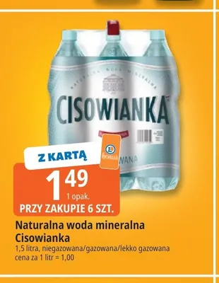 Woda mineralna gazowana Naturalna woda Cisowianka promocja w Leclerc