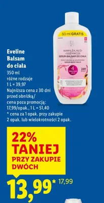 Balsam do ciała, różne rodzaje Eveline promocja w Lidl