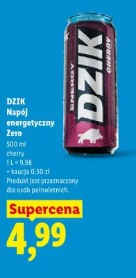 Napój energetyczny Dzik Energy Zero Cherry promocja w Lidl