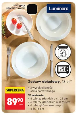 Zestaw obiadowy Luminarc 18 el. promocja w Biedronka