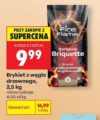 Brykiet z węgla drzewnego Fire Flame promocja w Biedronka