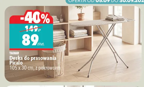 Deska do prasowania Picalo 105x30 cm z pokrowcem Tadar promocja w Biedronka Home