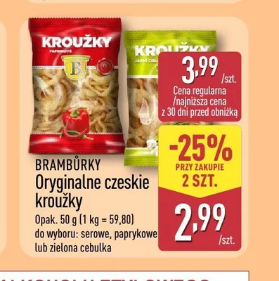 Chrupki czeskie Brambůrky Kroužky paprykowe promocja w Aldi