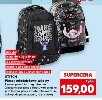 Plecak młodzieżowy szkolny STITCH promocja w Kaufland