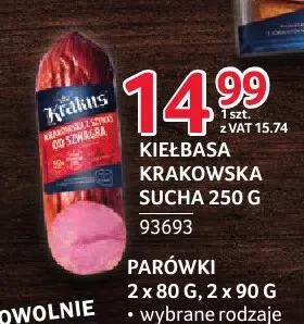 Kiełbasa krakowska sucha Krakus 250 g promocja w Selgros