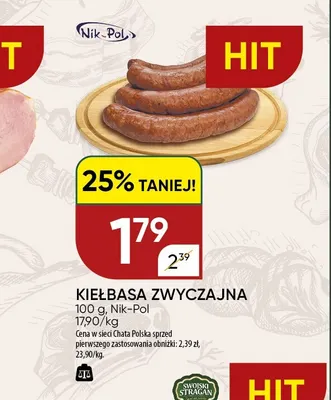 Kiełbasa zwyczajna Nik-Pol promocja w Chata Polska
