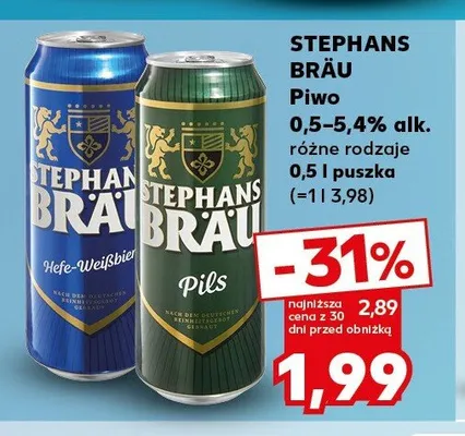 Piwo Stephans Bräu Hefe-Weißbier promocja w Kaufland