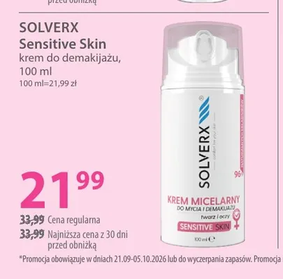 Krem do demakijażu Sensitive Skin Solverx promocja w Hebe